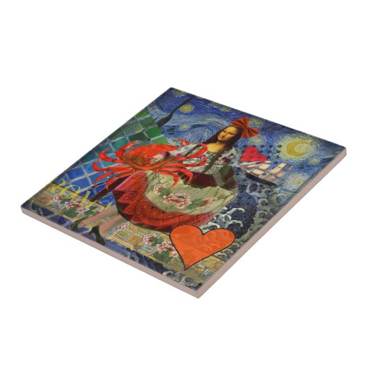Mona Lisa Fun Zodiac Whimsical Fliese (Seite)