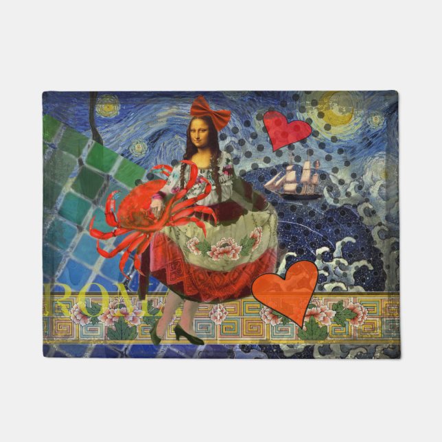 Mona Lisa Fun Zodiac Whimsical Fußmatte (Vorderseite)