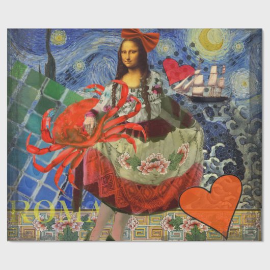 Mona Lisa Fun Zodiac Whimsical Geschenkpapier (Flach)