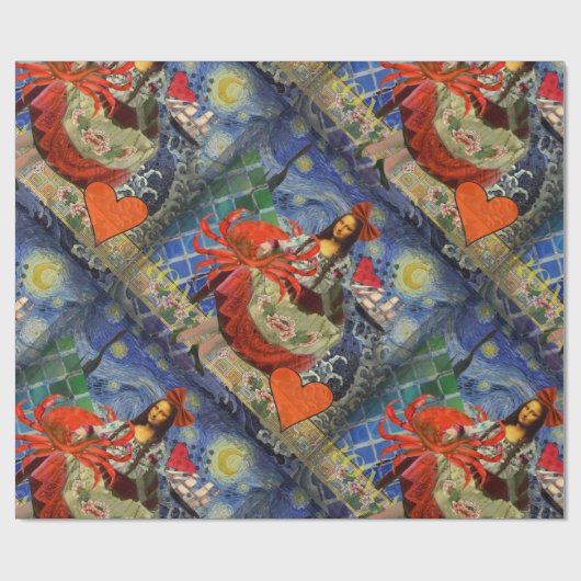 Mona Lisa Fun Zodiac Whimsical Geschenkpapier (Flach)