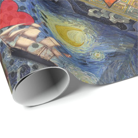 Mona Lisa Fun Zodiac Whimsical Geschenkpapier (Rolleneckpunkt)