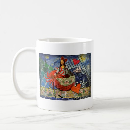 Mona Lisa Fun Zodiac Whimsical Kaffeetasse (Links)