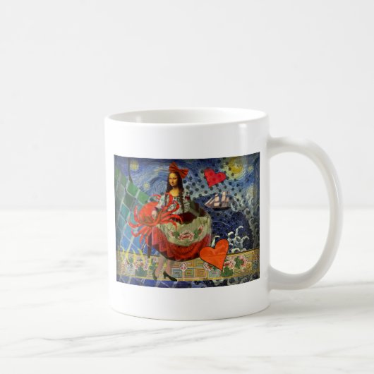 Mona Lisa Fun Zodiac Whimsical Kaffeetasse (Rechts)