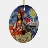 Mona Lisa Fun Zodiac Whimsical Keramik Ornament (Rechts)