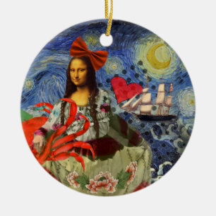 Mona Lisa Fun Zodiac Whimsical Keramik Ornament