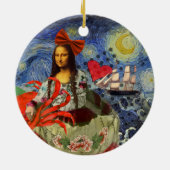 Mona Lisa Fun Zodiac Whimsical Keramik Ornament (Hinten)