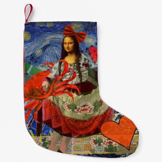 Mona Lisa Fun Zodiac Whimsical Kleiner Weihnachtsstrumpf (Vorderseite)