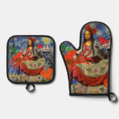 Mona Lisa Fun Zodiac Whimsical Ofenhandschuh & Topflappen-Set (Vorderseite)