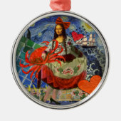 Mona Lisa Fun Zodiac Whimsical Ornament Aus Metall (Vorne)