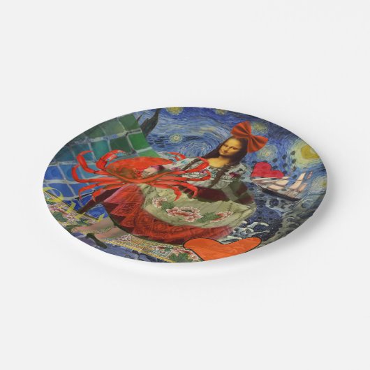 Mona Lisa Fun Zodiac Whimsical Pappteller (Schrägansicht)