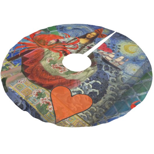 Mona Lisa Fun Zodiac Whimsical Polyester Weihnachtsbaumdecke (Schrägansicht)