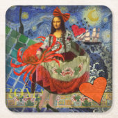 Mona Lisa Fun Zodiac Whimsical Rechteckiger Pappuntersetzer (Vorderseite)