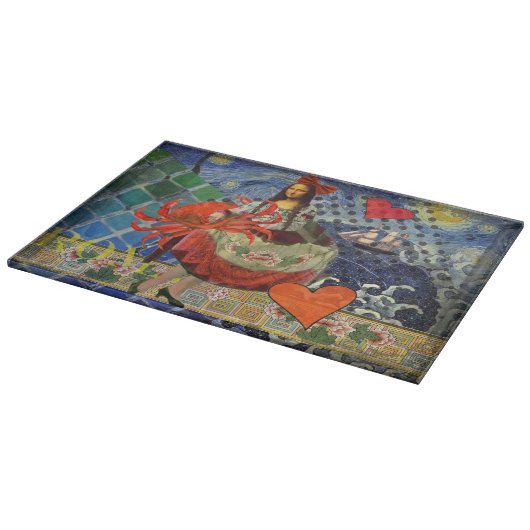 Mona Lisa Fun Zodiac Whimsical Schneidebrett (Ecke)