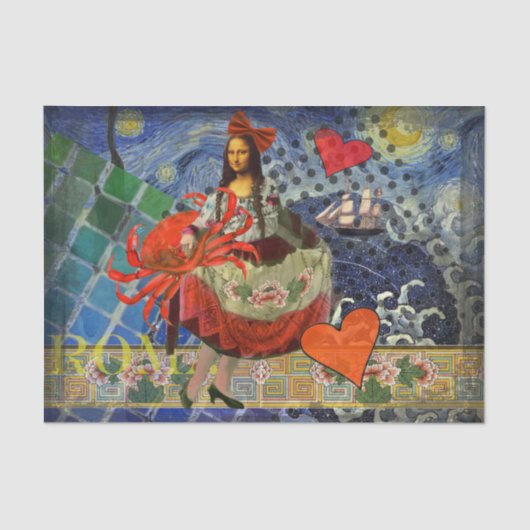 Mona Lisa Fun Zodiac Whimsical Seidenpapier (Vorderseite)