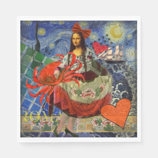 Mona Lisa Fun Zodiac Whimsical Serviette (Vorderseite)