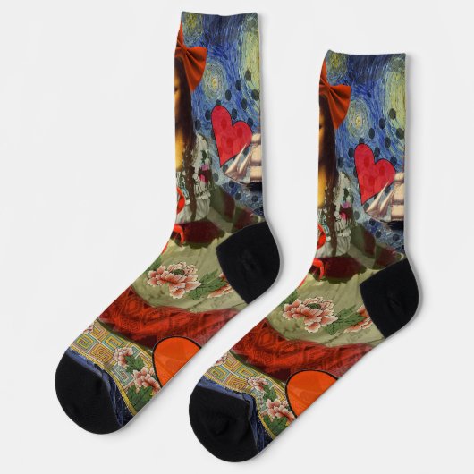 Mona Lisa Fun Zodiac Whimsical Socken (Linkes Detail)