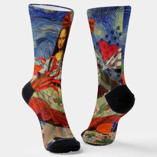 Mona Lisa Fun Zodiac Whimsical Socken (Gewinkelt)