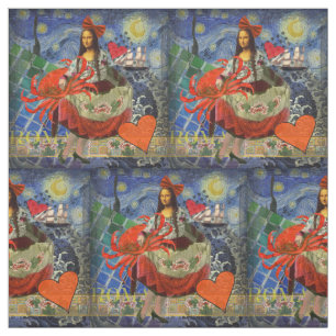 Mona Lisa Fun Zodiac Whimsical  Stoff