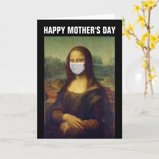 MONA LISA FUNNY 2020 MOTHER'S DAY CARD, FACE MASK KARTE (Gelbe Blume)