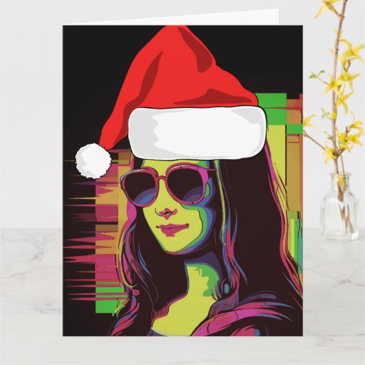 MONA LISA FUNNY CHRISTMAS Grußkarte Karte (Gelbe Blume)