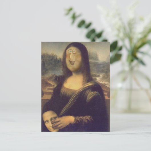 Mona Lisa Funny Face Postkarte (Stehend Vorderseite)