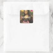 Mona Lisa Geburtstag mit Kuchen und Ballons Quadratischer Aufkleber (Tasche)