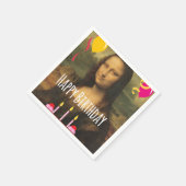 Mona Lisa Geburtstag mit Kuchen und Ballons Serviette (Ecke)
