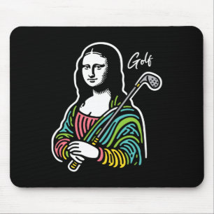 Mona-lisa Golfer - Funny Mona-lisa Golf Lover Mousepad