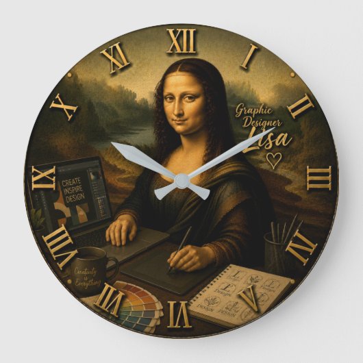 Mona Lisa Graphic Designer Digital Creative Studio Große Wanduhr (Vorderseite)