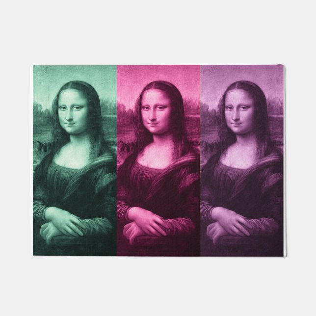 Mona Lisa Green Pink Lila Fußmatte (Vorderseite)