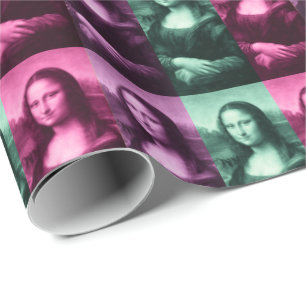 Mona Lisa Green Pink Lila Geschenkpapier