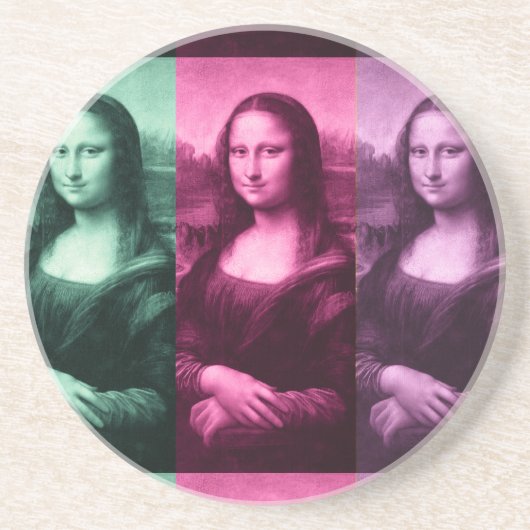 Mona Lisa Green Pink Lila Getränkeuntersetzer (Vorne)
