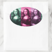 Mona Lisa Green Pink Lila Ovaler Aufkleber (Tasche)