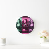 Mona Lisa Green Pink Lila Runde Wanduhr (Zuhause)