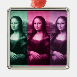 Mona Lisa Green Pink Lila Silbernes Ornament