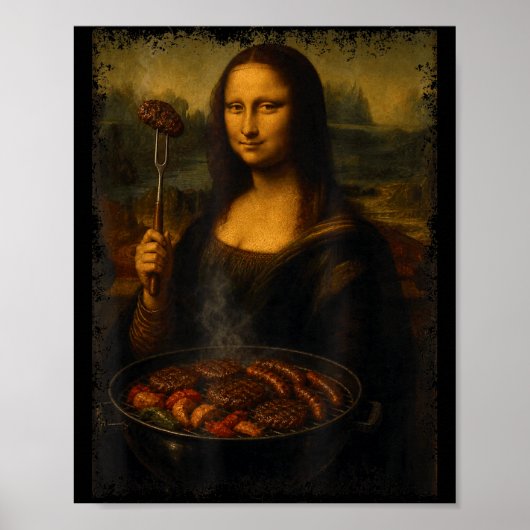 Mona Lisa grillt BBQ lustig Poster (Vorne)
