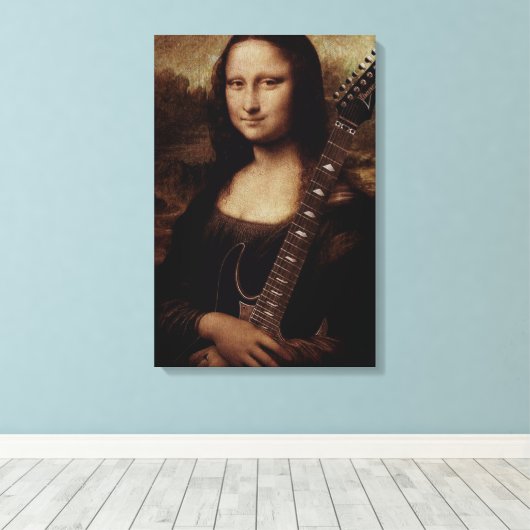 Mona Lisa hält eine Gitarre (Gitarrist) Liebe Leinwanddruck (Insitu (Holzboden))