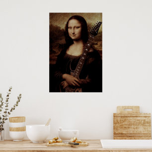 Mona Lisa hält eine Gitarre (Gitarrist) Liebe Poster