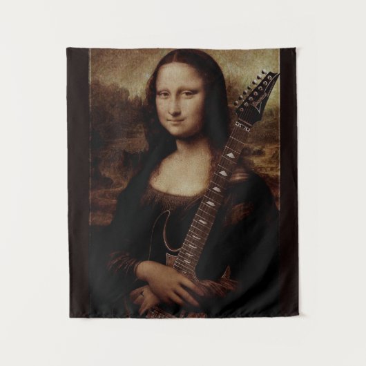 Mona Lisa hält eine Gitarre (Gitarrist) Wandteppich (Vorderseite)