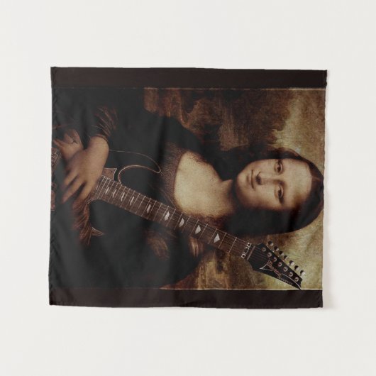 Mona Lisa hält eine Gitarre (Gitarrist) Wandteppich (Vorderseite (Horizontal))