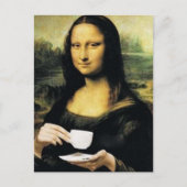 Mona Lisa hält eine Tasse Tee Leonardo da Vinci Postkarte (Vorderseite)