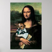 Mona Lisa hält einen Hund und einen Knochen Poster (Vorne)