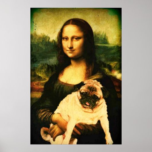 Mona Lisa hält einen Mops, Mops Liebhaber Poster (Vorne)