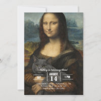 Mona Lisa hält elegante graue Katze               