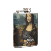 Mona Lisa hält elegante graue Katze Flachmann (Rechts)