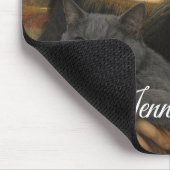 Mona Lisa hält elegante graue Katze Mousepad (Ecke)