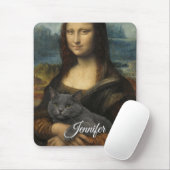 Mona Lisa hält elegante graue Katze Mousepad (Mit Mouse)