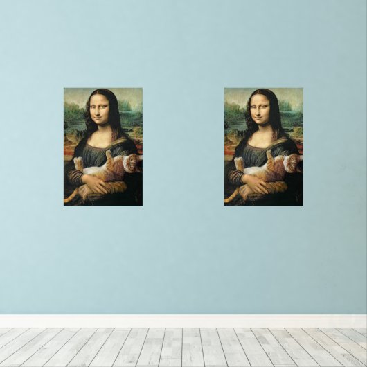 Mona Lisa hält ihre Katze Bilderwand Sets (Holzboden)