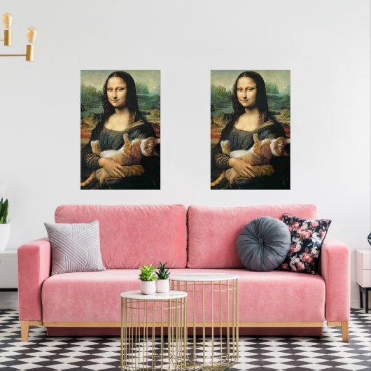Mona Lisa hält ihre Katze Bilderwand Sets (Wohnzimmer)