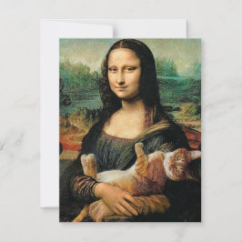 Mona Lisa hält ihre Katze Feiertagskarte